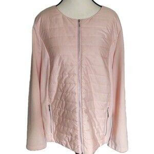 Zenergy by Chicos Peach Quilted Zip Up Jacket Women Size 2 Large Lightweight
